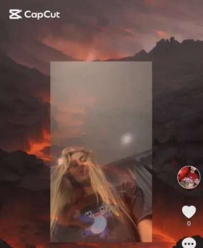 TikTok video created with CapCut, showing a girl with long blonde hair over a lava-themed background.