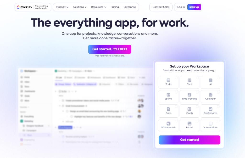 Главная страница ClickUp AI