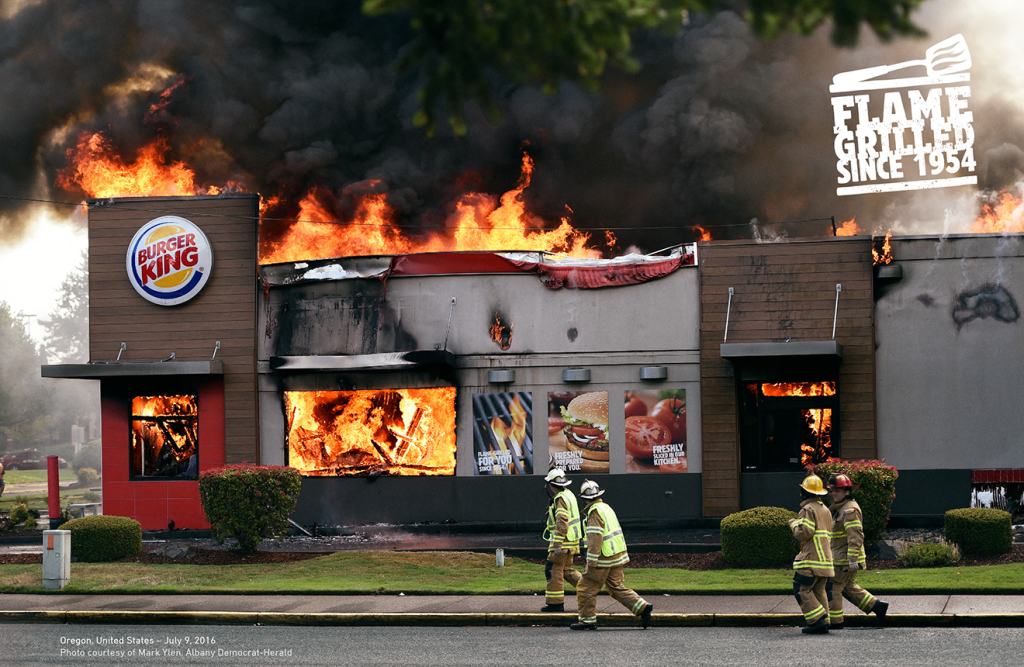 Сгоревшее здание Burger King
