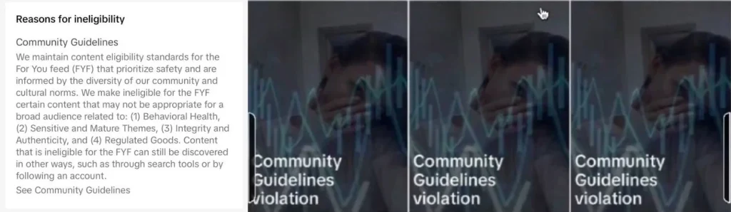 «Community Guidelines violation» означает блокировку видео в ТикТок