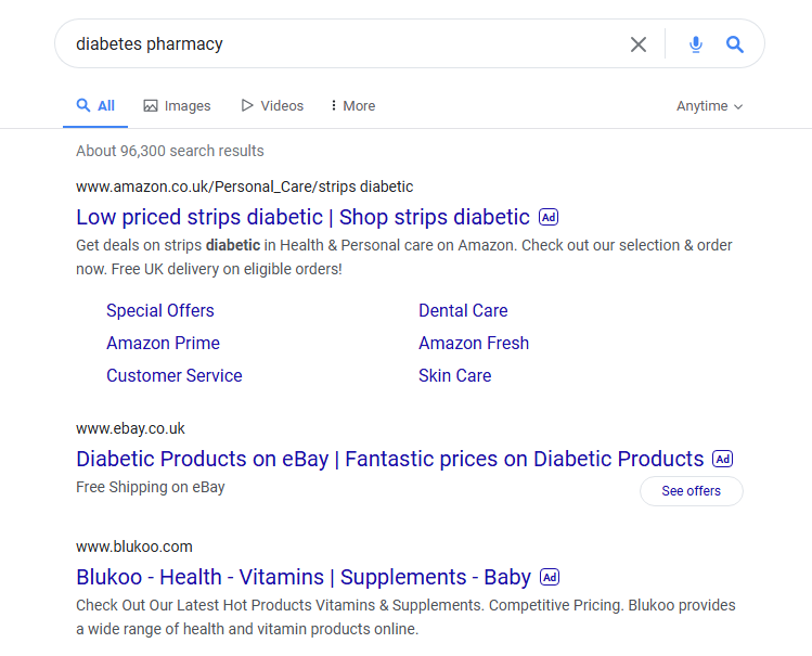 Пример выдачи из рекламной сети Google