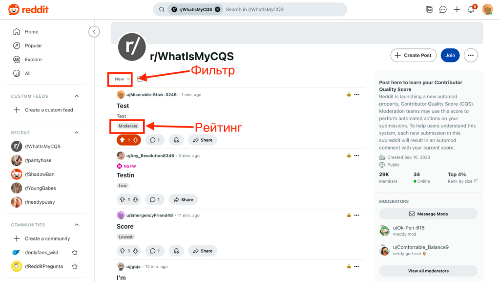 Проверка CQS аккаунта на Reddit