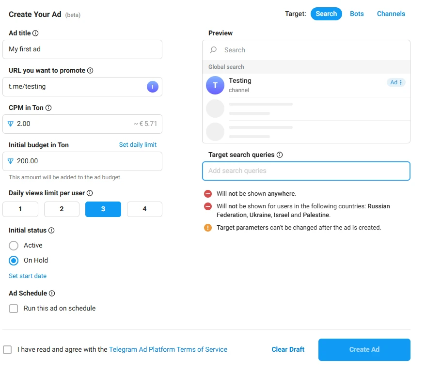 Создание онлайн рекламы в Telegram пошаговый процесс
