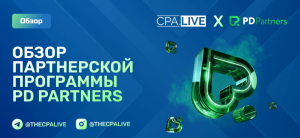 Обзор партнерской программы PD Partners на синем фоне