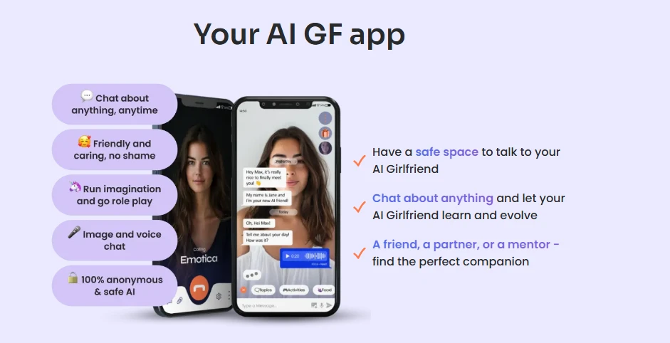 Приложение AI GF с функцией чата и голосового вызова