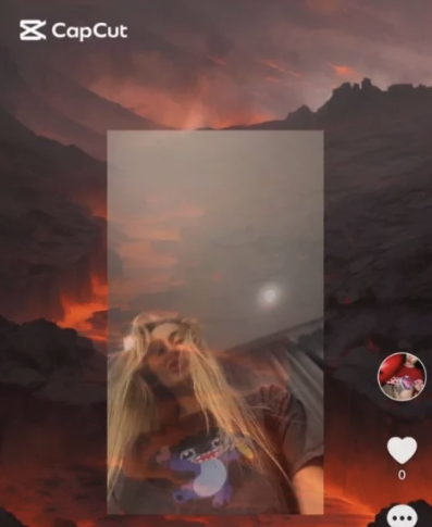 TikTok video created with CapCut, showing a girl with long blonde hair over a lava-themed background.