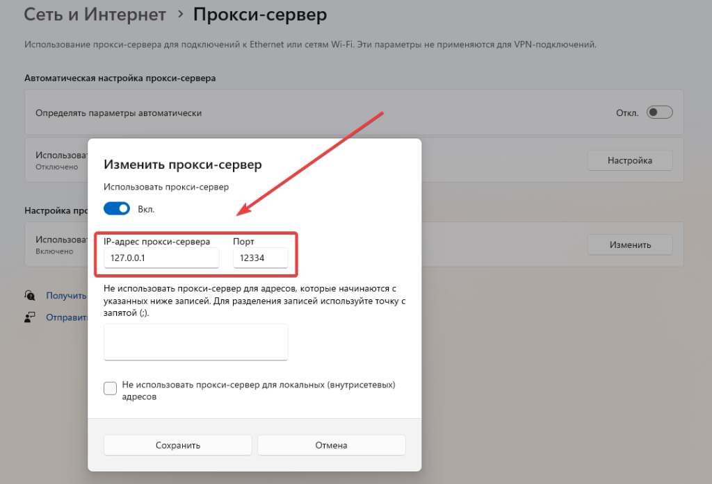 Настройка прокси-сервера на экране компьютера