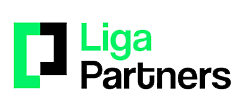 Логотип компании Liga Partners зеленый и черный цвета