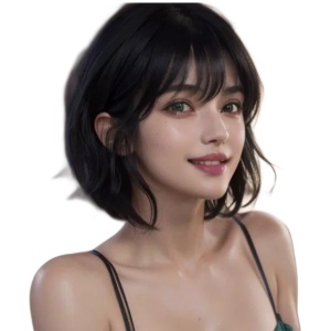 Красивая девушка с темными волосами и легкой улыбкой