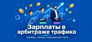 Обложка статьи о зарплатах джуниоров, мидлов и сеньоров в арбитраже трафика