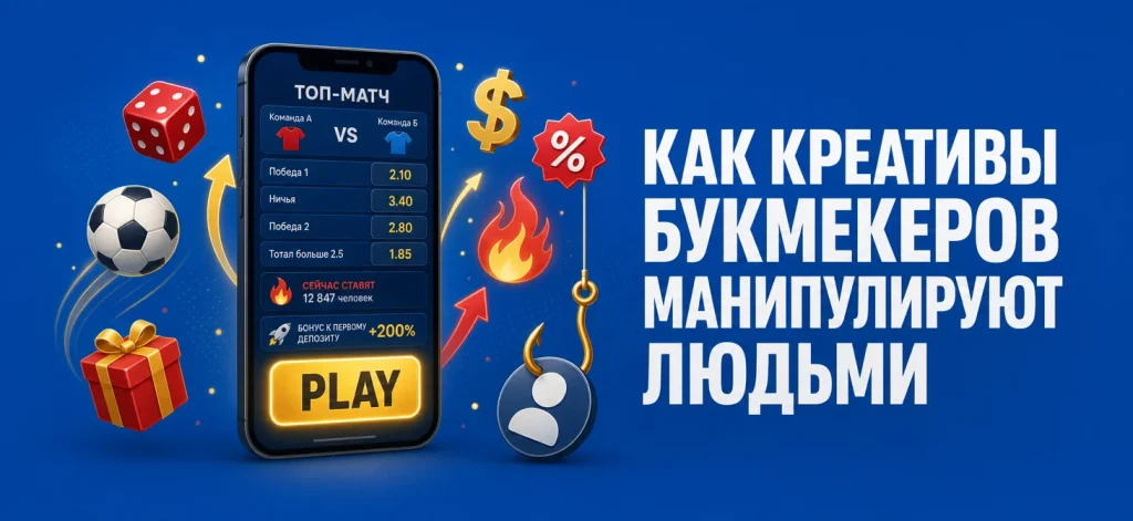 Как рекламные креативы заставляют людей делать ставки: разбор приемов букмекеров