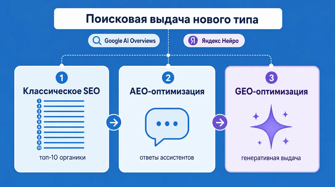 Инфографика как меняется SEO с приходом нейросетей и AI-выдачи