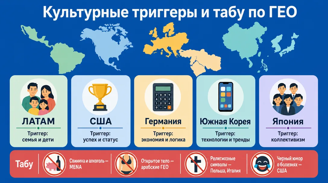 Инфографика культурных триггеров и табу по регионам в арбитраже