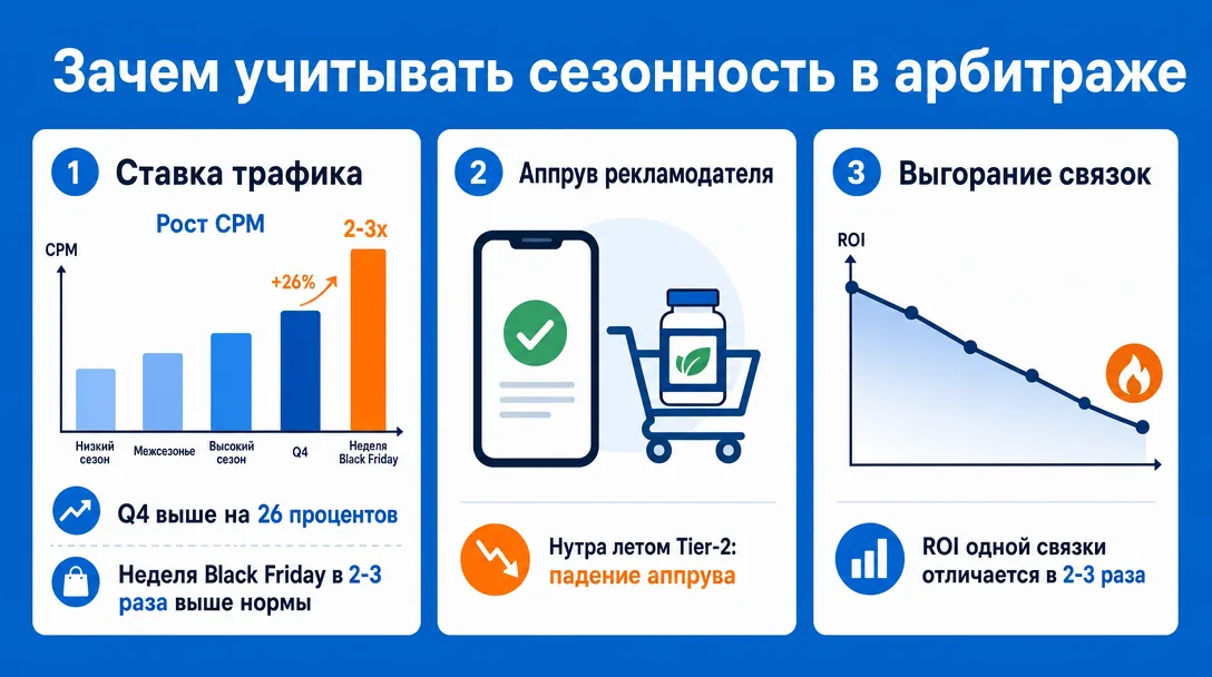 Влияние сезонности на ROI и CPM в арбитраже трафика