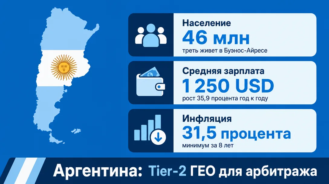 Инфографика по экономике и населению Аргентины для арбитражников