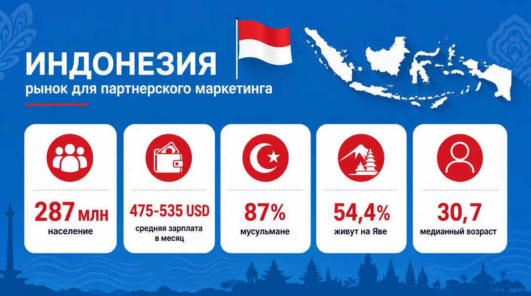 Инфографика по населению и доходам Индонезии для арбитража