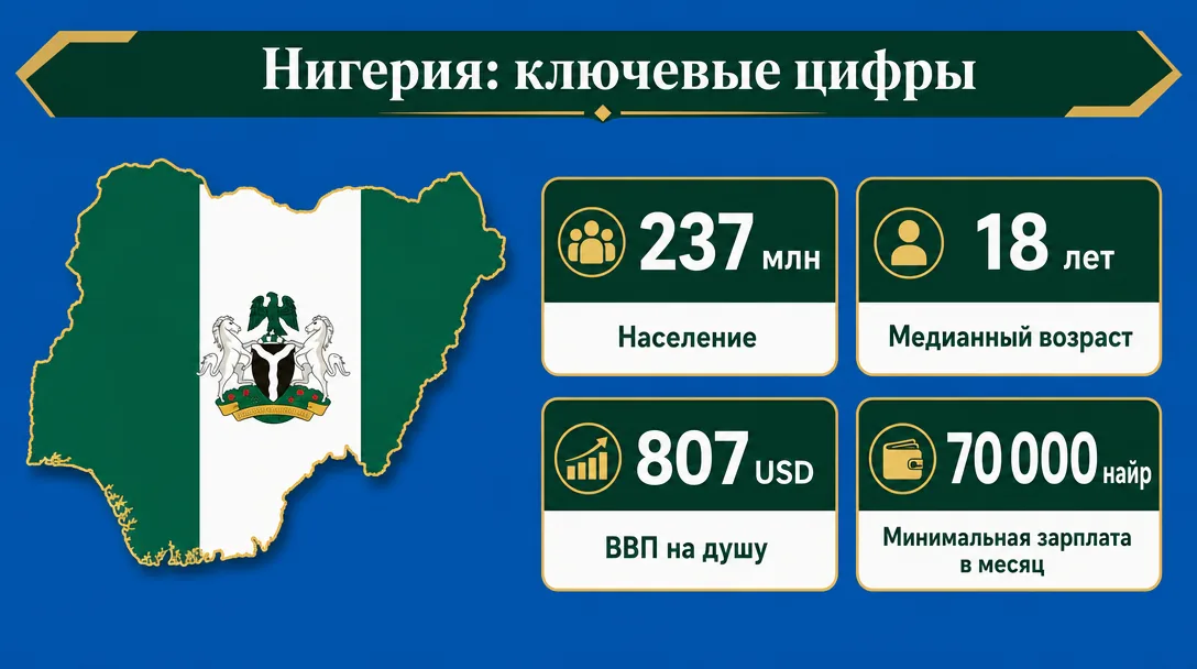 Инфографика население и экономика Нигерии для арбитража