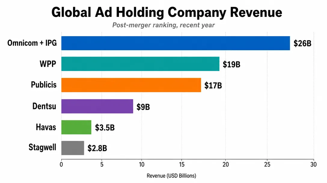 Bar chart of global holding company revenue after Omnicom IPG merger