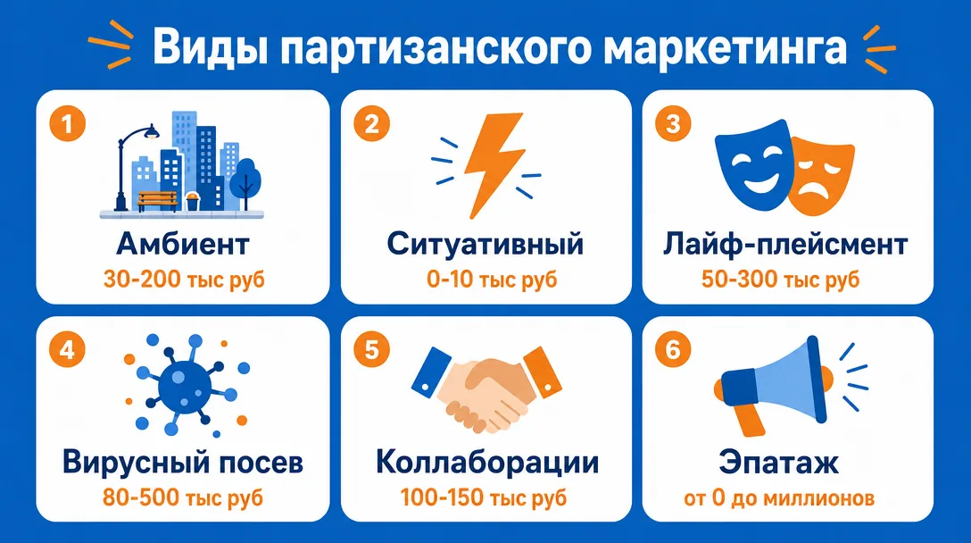 Шесть форматов партизанского маркетинга с бюджетами