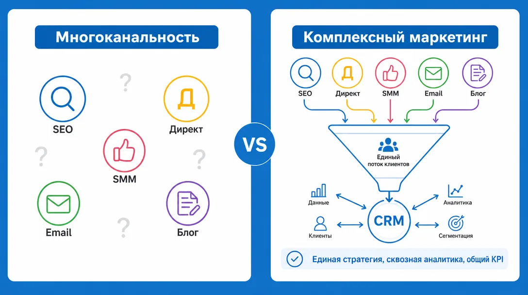Сравнение комплексного маркетинга и многоканальности