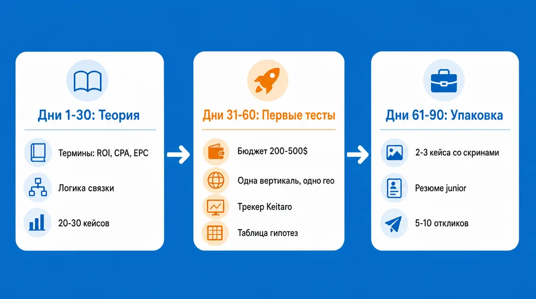 Таймлайн 90 дней пути медиабайера с нуля до джуниора