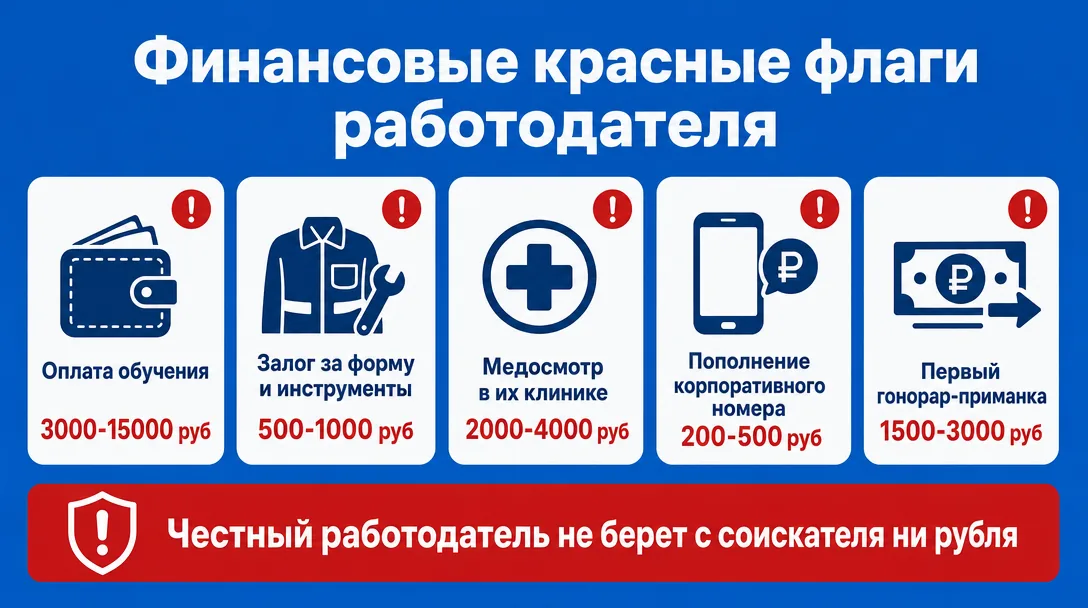 Финансовые красные флаги скам-работодателя с примерами сумм