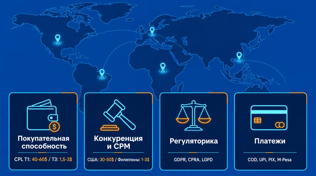 Инфографика факторы влияния ГЕО на арбитраж трафика