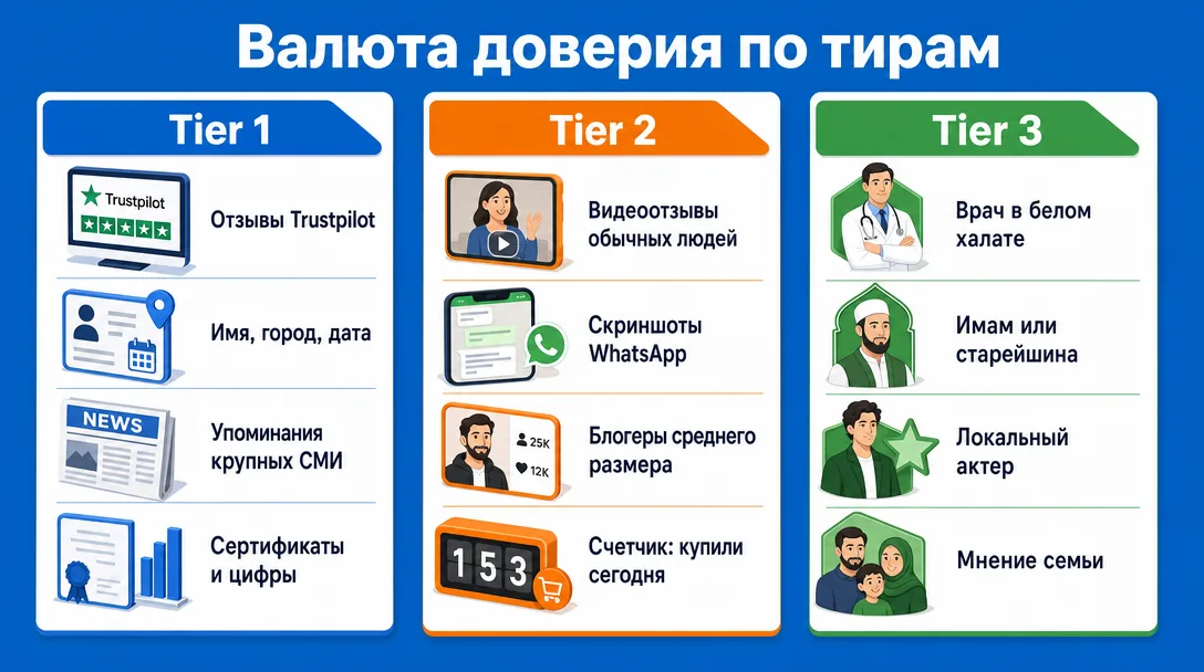 Схема валюты доверия в Tier 1, Tier 2 и Tier 3