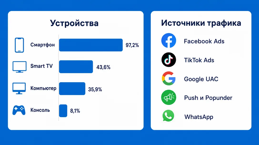 Диаграмма устройств и источников трафика в Мексике