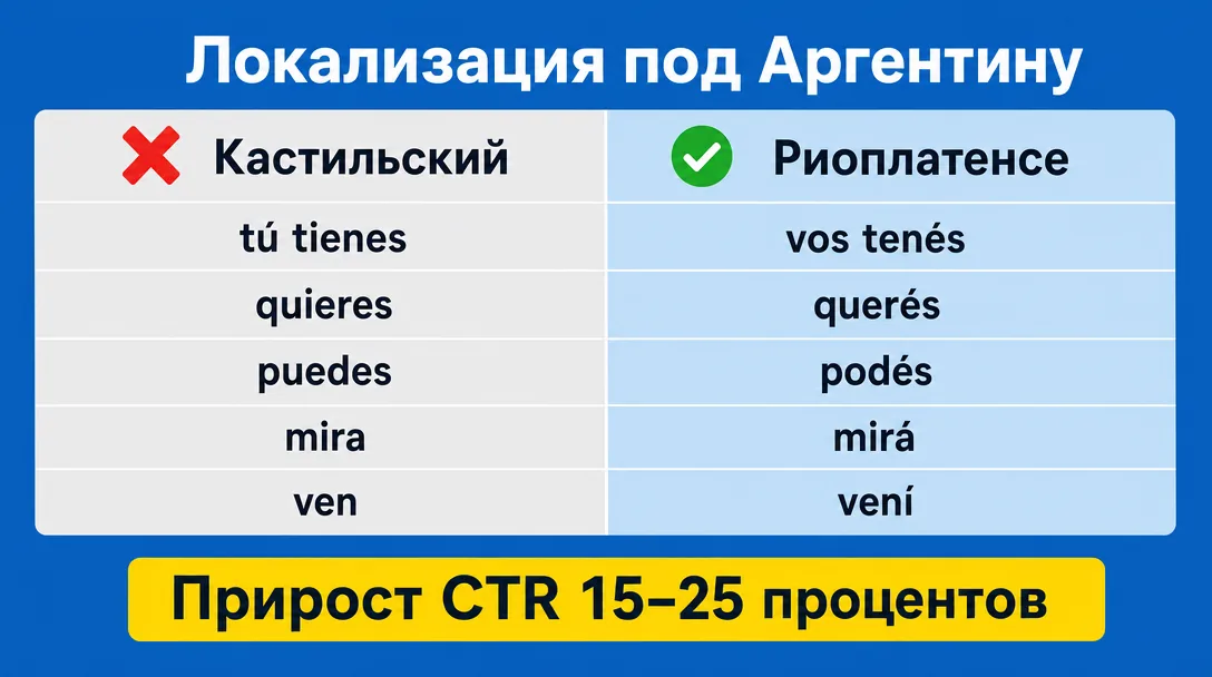 Сравнение кастильского и аргентинского испанского для креативов
