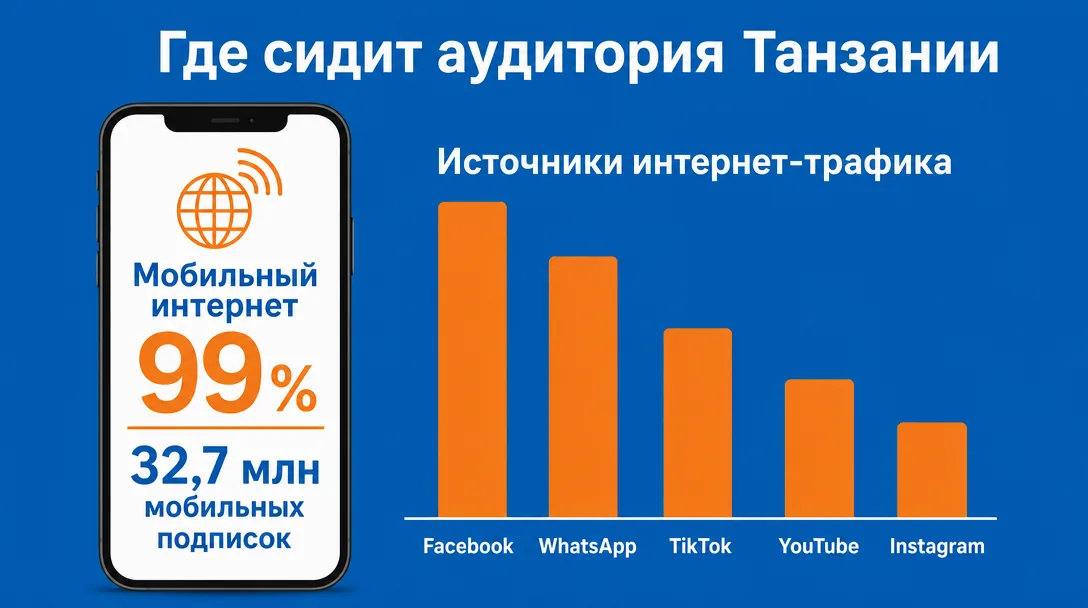 Диаграмма источников трафика и устройств в Танзании