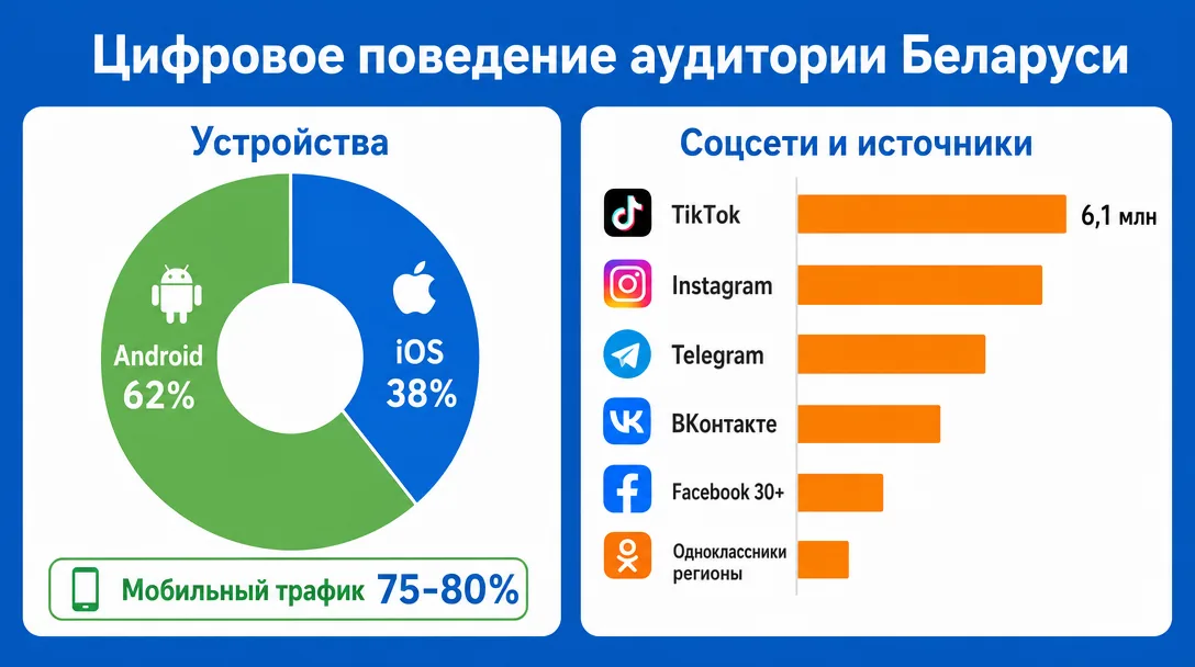 График источников трафика и соцсетей в Беларуси