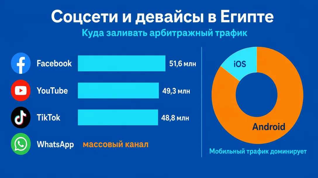 Распределение пользователей соцсетей в Египте для арбитража