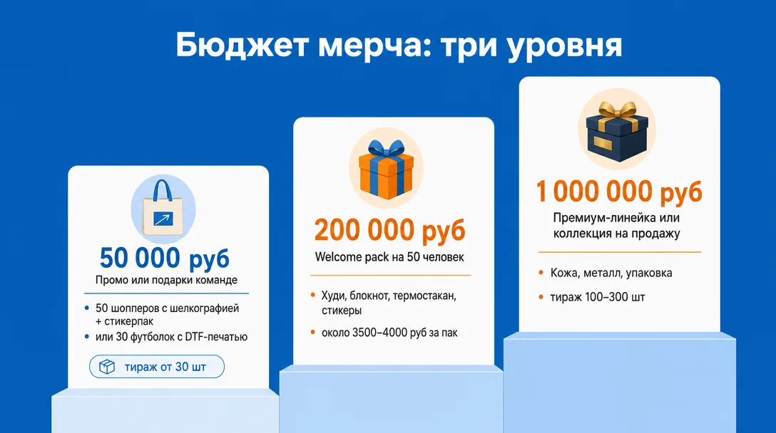 Три ступени бюджета мерча и что получится за эти деньги