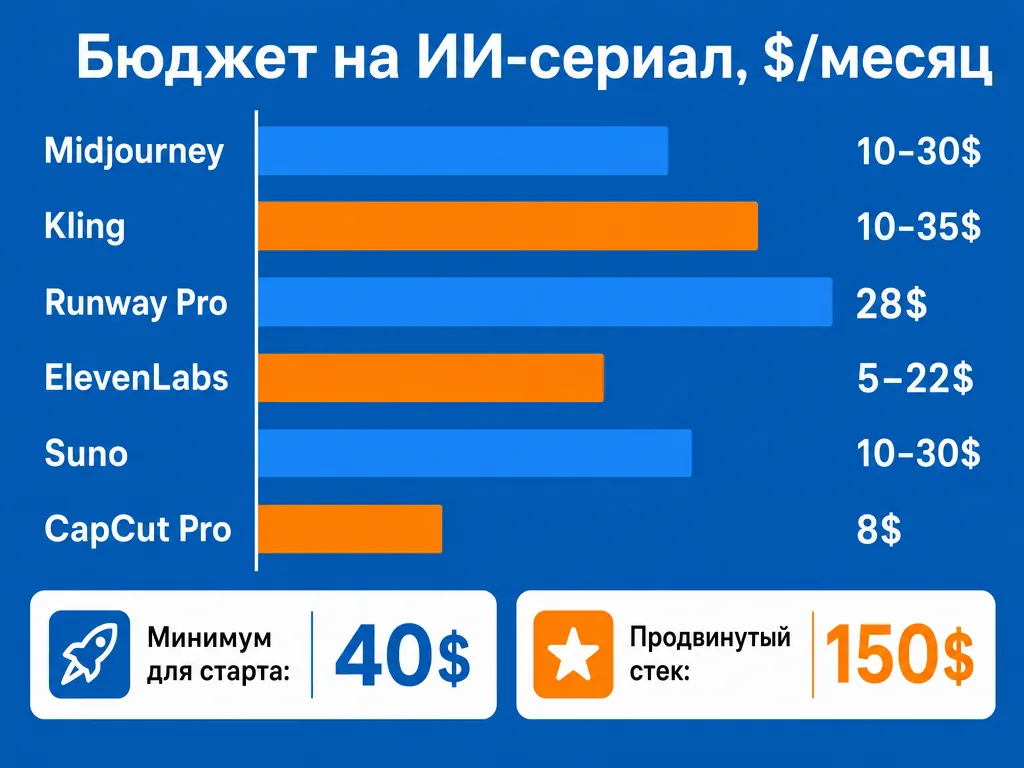 Инфографика сравнения цен нейросетей для ИИ-сериала