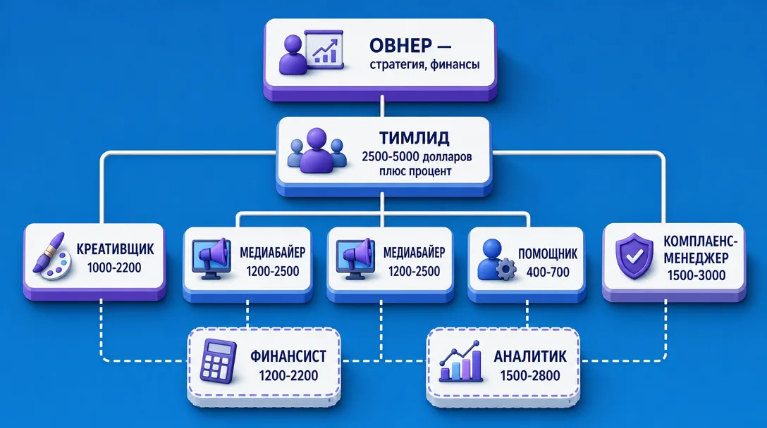 схема состава арбитражной команды с ролями и зарплатами