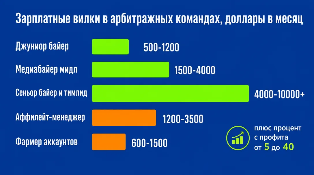 График зарплатных вилок медиабайеров и тимлидов в арбитраже