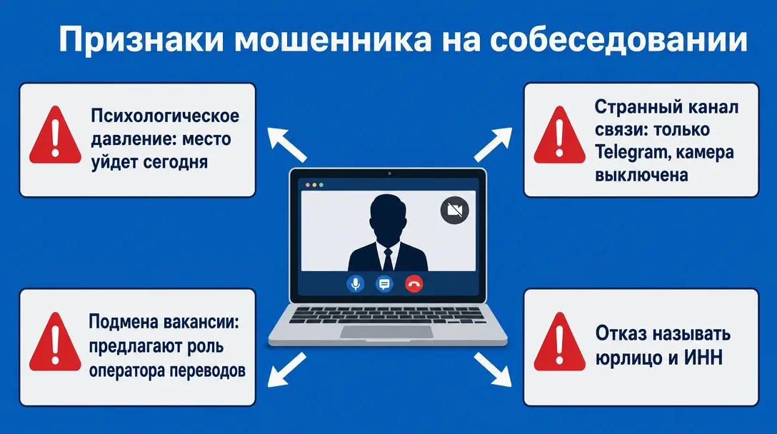 Схема поведенческих признаков скам-работодателя на собеседовании