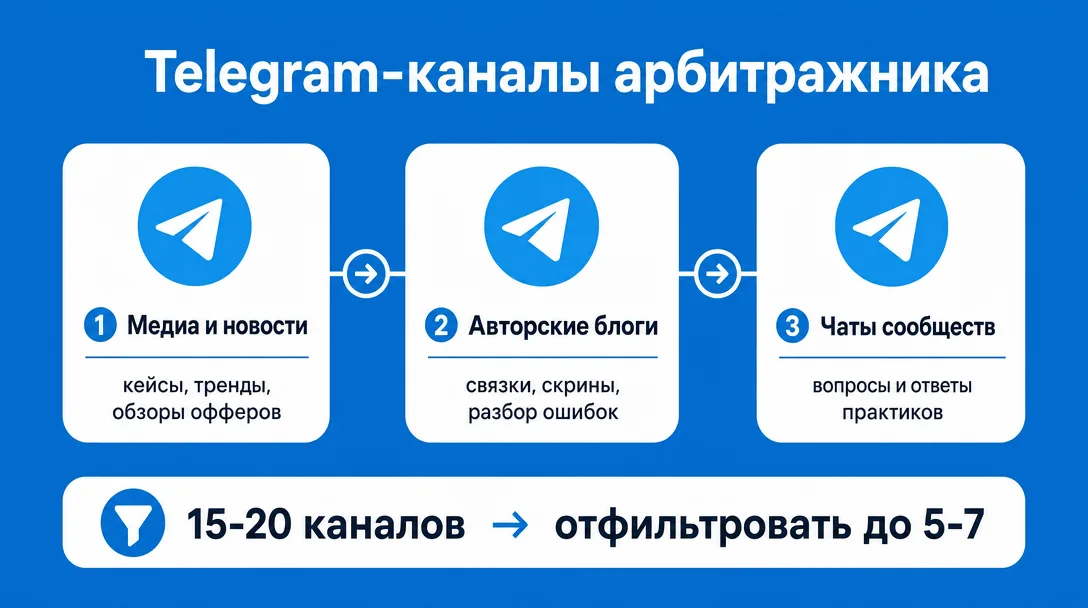 Типы Telegram-каналов для обучения арбитражу трафика