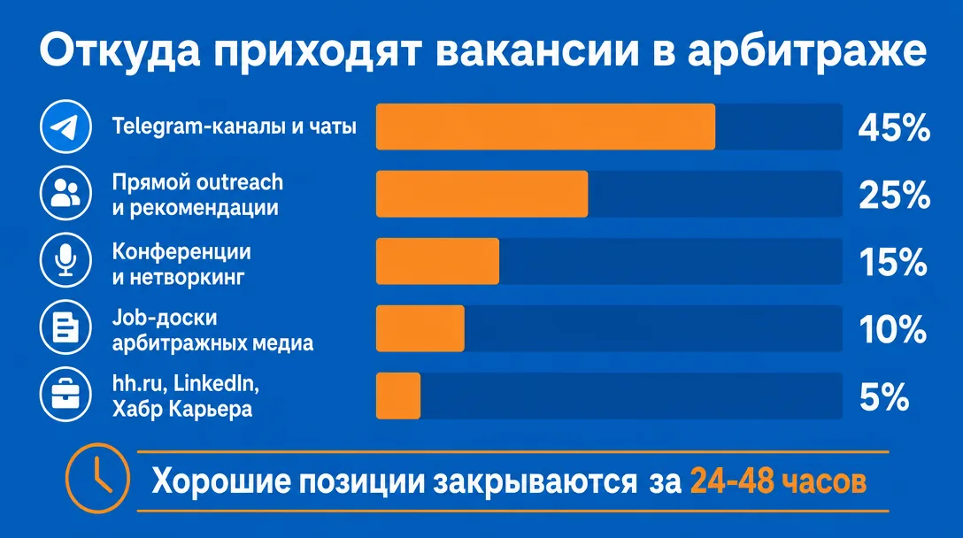Диаграмма распределения вакансий арбитража по каналам публикации