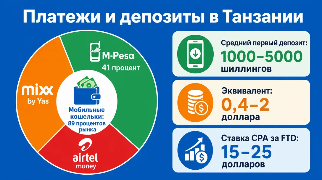 Структура мобильных платежей и ставок CPA в Танзании