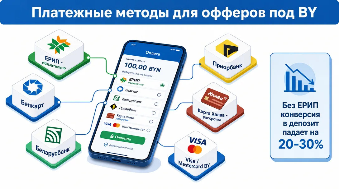 Схема платежных методов Беларуси для арбитражных офферов
