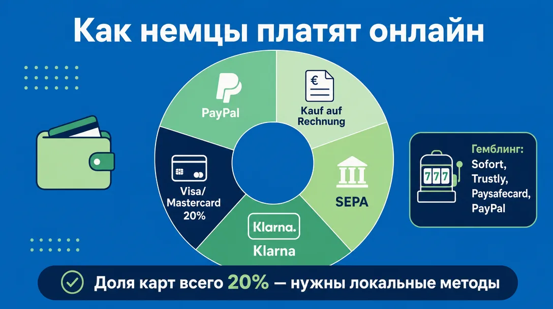 Инфографика платежных методов в Германии для арбитража