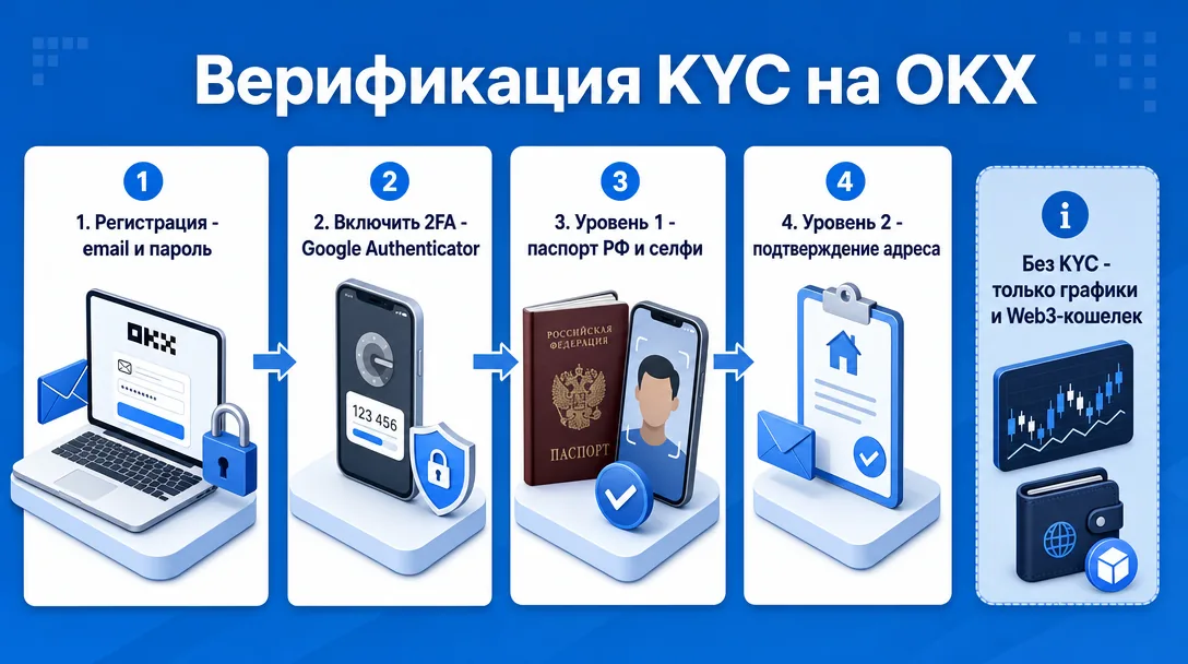 Схема прохождения KYC на OKX для пользователей из России
