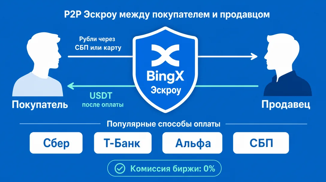 Схема P2P пополнения BingX за рубли через СБП и карты