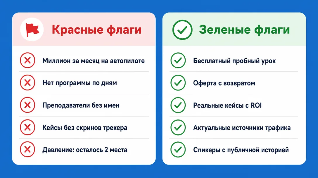 Чек-лист признаков рабочего курса и инфоцыганства в арбитраже