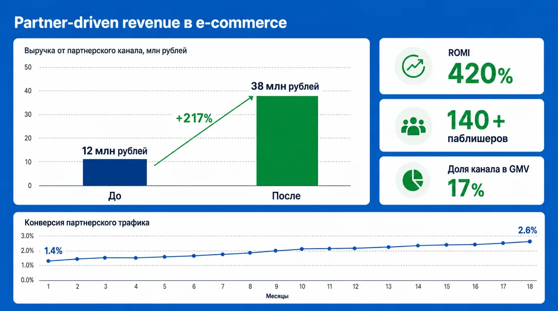 Рост partner-driven revenue в e-commerce за полтора года