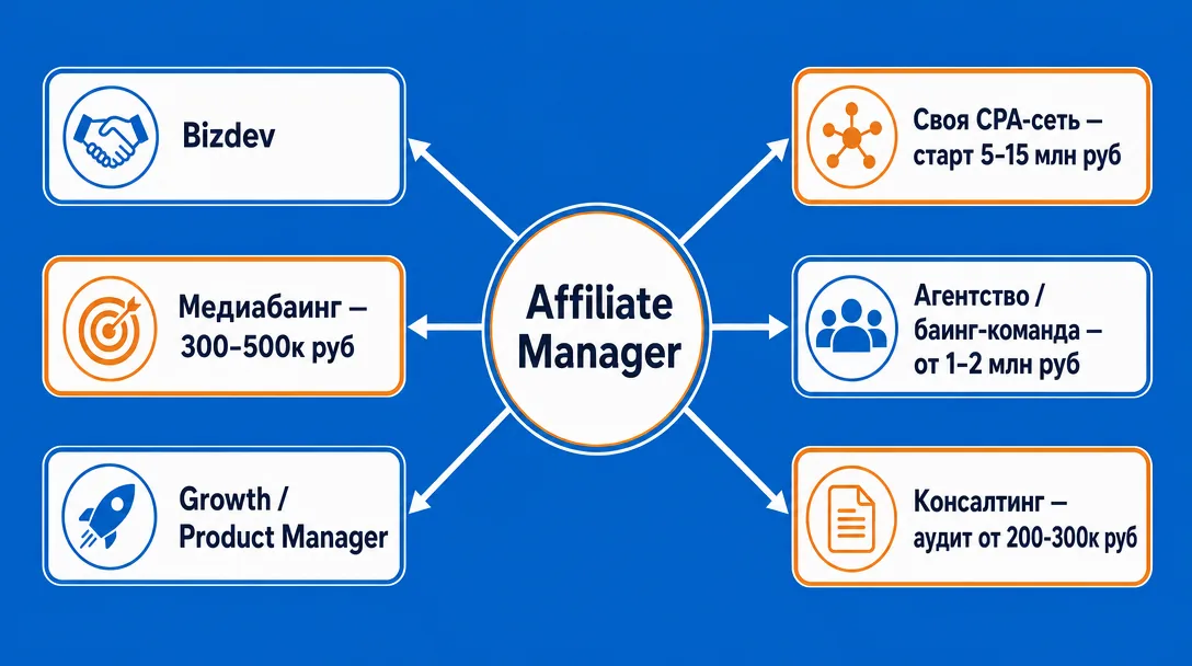 Схема горизонтальных переходов из affiliate manager в смежные роли