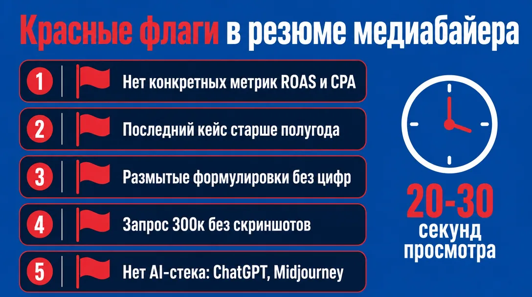 Список красных флагов в резюме медиабайера для HR