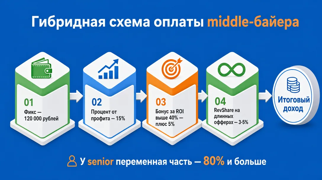 Схема гибридной системы оплаты медиабайера в арбитраже